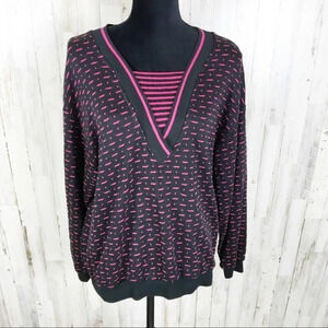 Gitano Vintage Striped Pullover Sweater M Vtg Pink